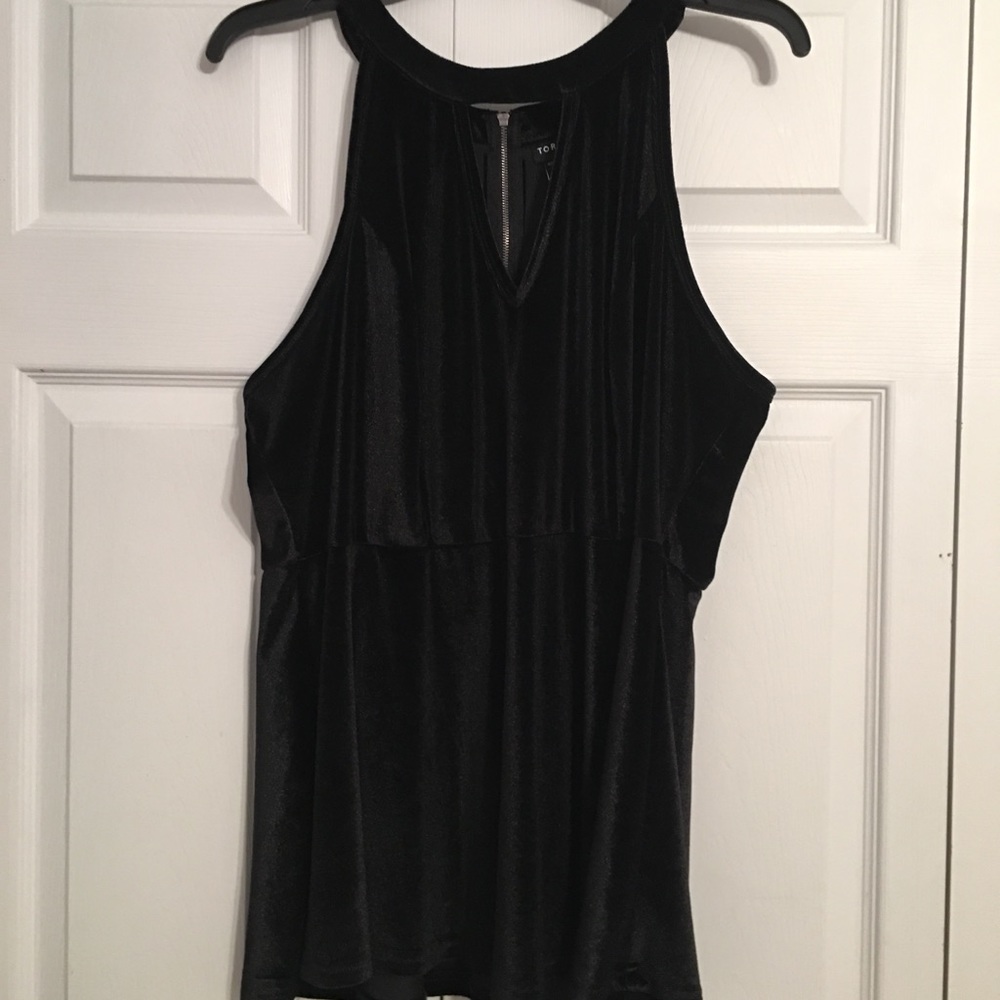 Black Velvet Peplum Top from Torrid